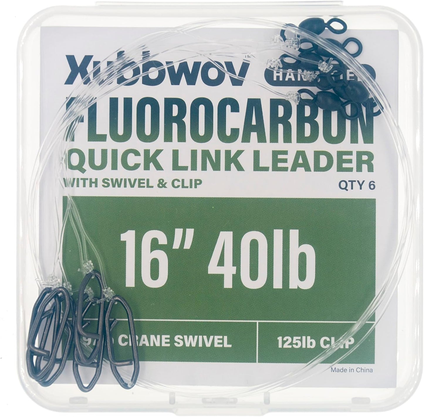 6 pcs Hand Tied 16" 40lb Fluorocarbon Quick Link Leaders