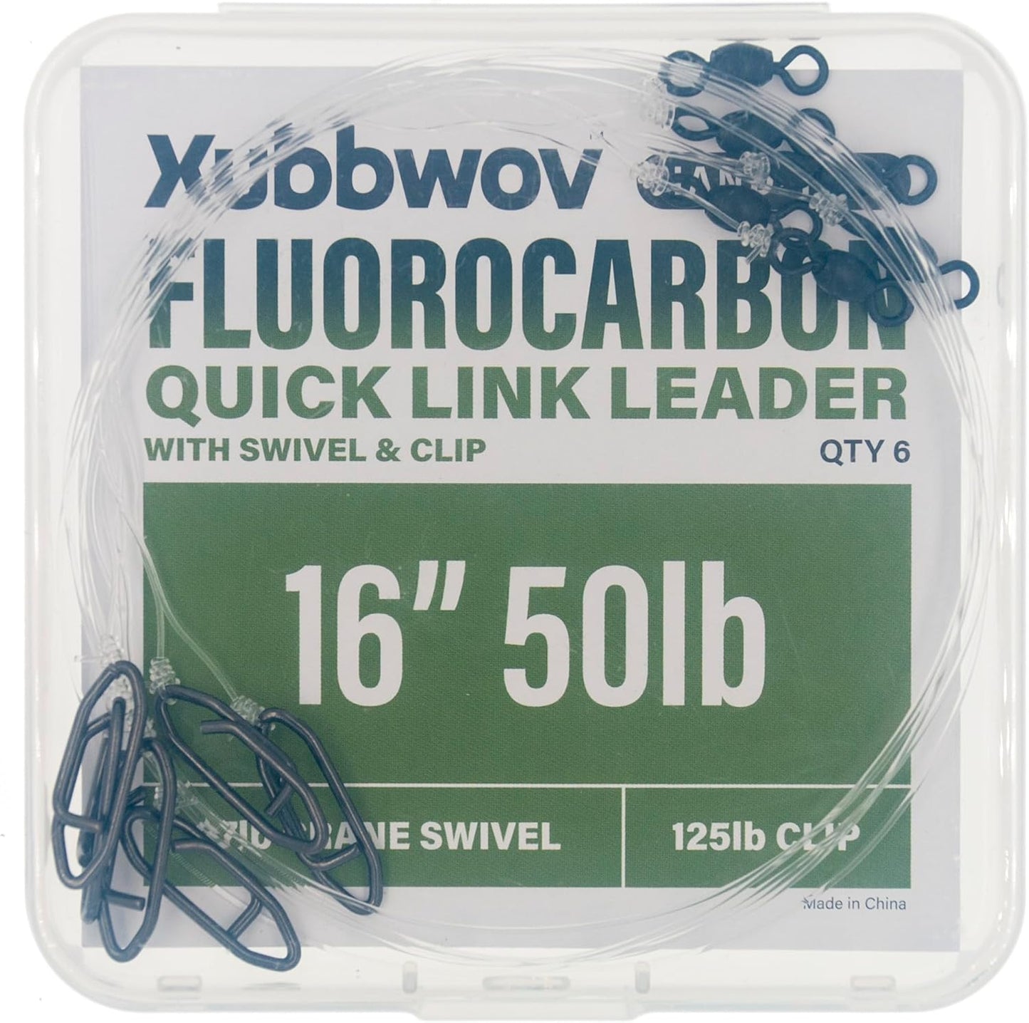 6 pcs Hand Tied 16" 50lb Fluorocarbon Quick Link Leaders
