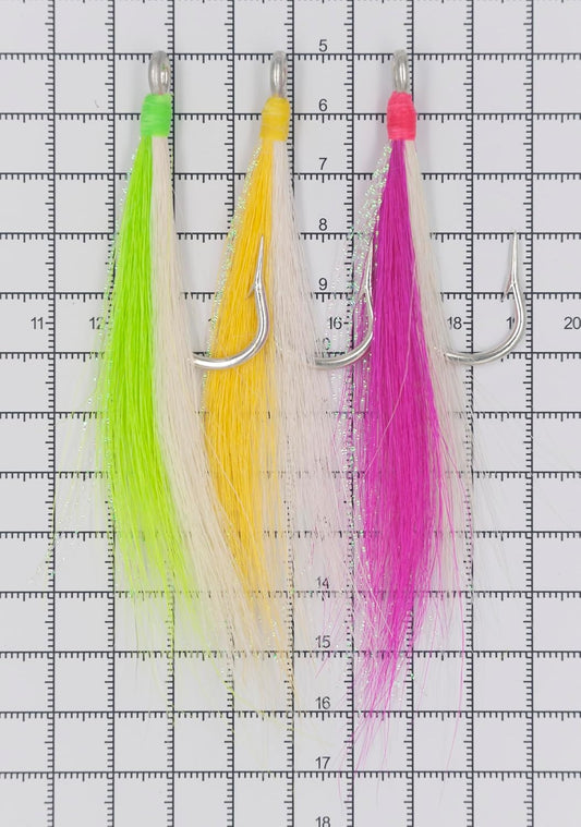 9pcs Bucktail Teasers for Saltwater Fishing 3colors 5/0
