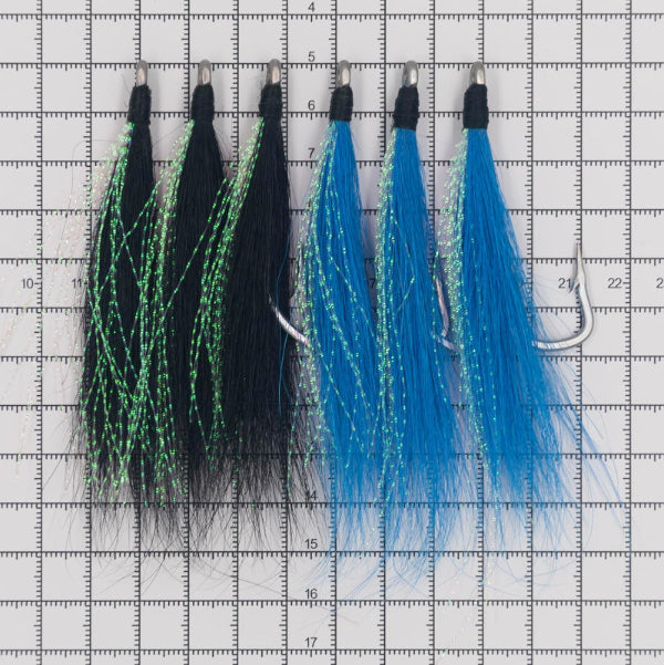 XUBBWOV Bucktail Teasers 6/0 Hooks 2 Color (Blue Black)