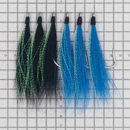 XUBBWOV Bucktail Teasers 6/0 Hooks 2 Color (Blue Black)