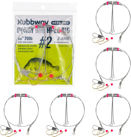 6-Pack Saltwater Fishing Rigs Porgy Wire Hi-Lo Rig #2