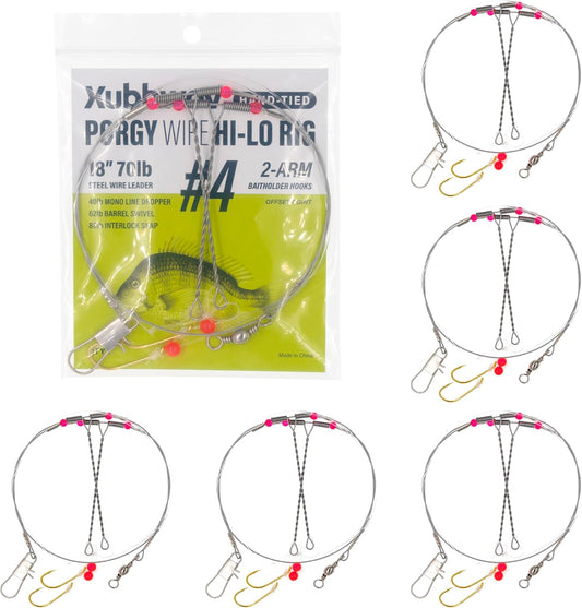 6-Pack Saltwater Fishing Rigs Porgy Wire Hi-Lo Rig #4